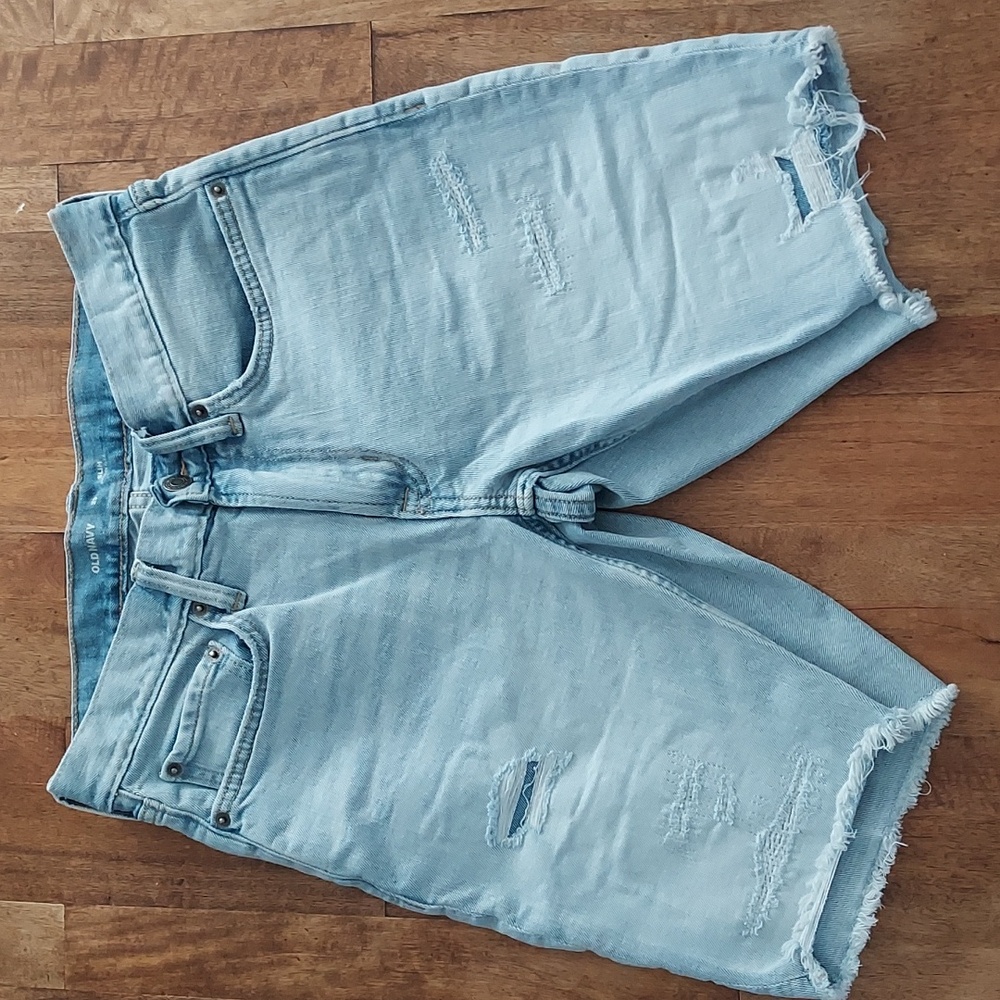 New Old Navy Mens Slim Denim Cutoff Shorts Distressed Light Blue Jeans 29